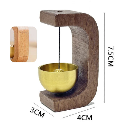 Wireless Magnetic Jingle Bell Door Chime Wooden Brass Hanging Pendant for Entrance Home Decoration