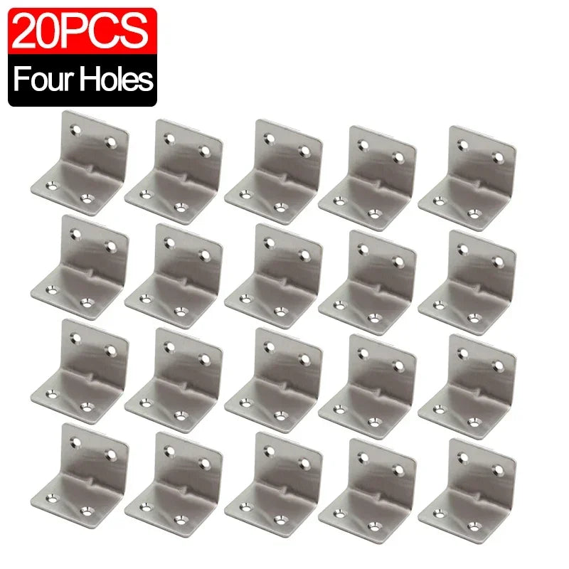 Universal Stainless Steel 90 Degree Corner Bracket Right Angle Fixed Bracket for Wood Furniture Bedframe Cabinet Accessories