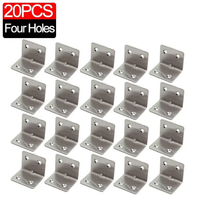 Universal Stainless Steel 90 Degree Corner Bracket Right Angle Fixed Bracket for Wood Furniture Bedframe Cabinet Accessories
