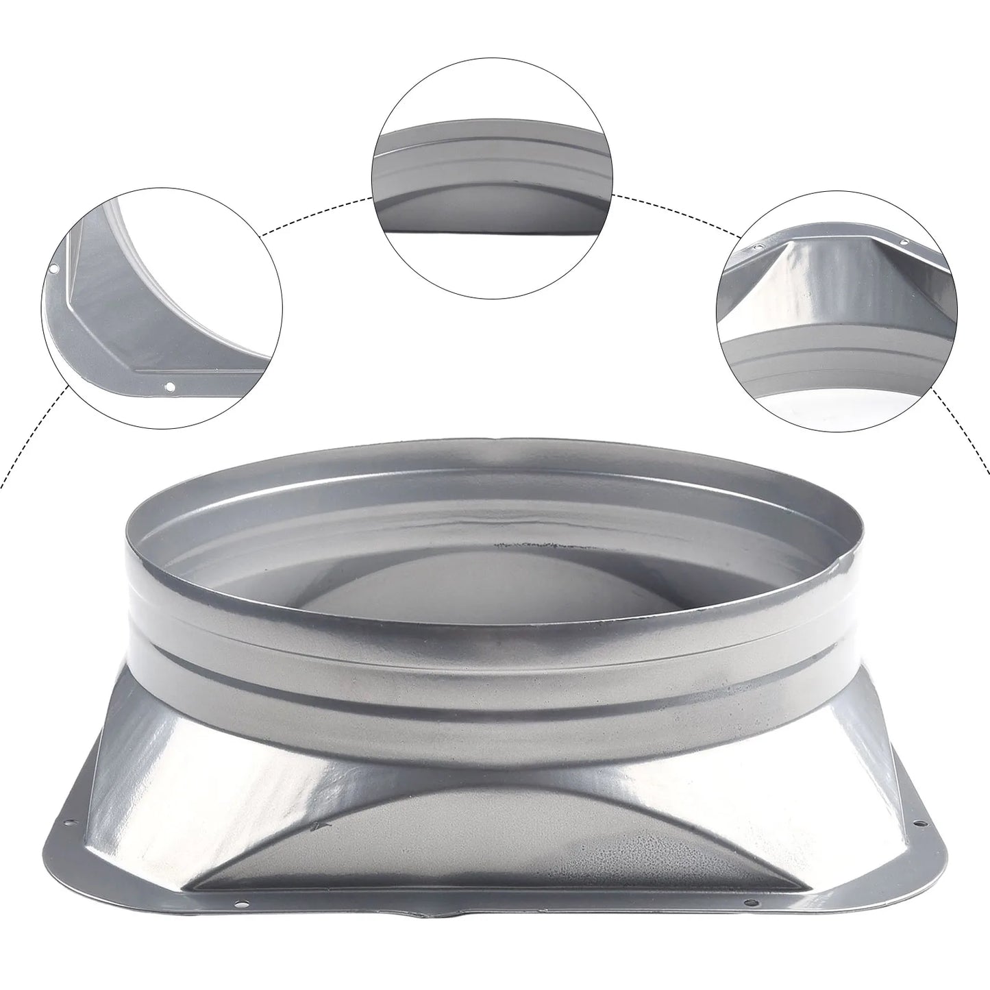 For Kitchen Hood Ventilator Pipe Connecting Vent Flange Exhaust Duct 4-10inch Electrostatic Spray Metal Silver-gray