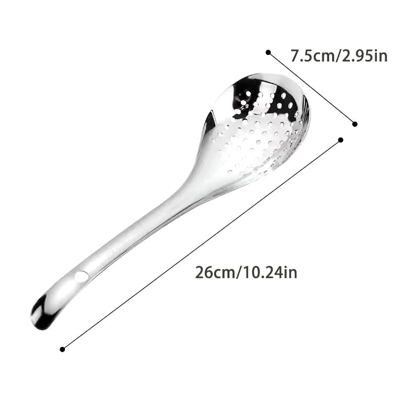 Stainless Steel Strainer Spoon – Slotted Skimmer Spoon for Food Filtration, Kitchen Colander & Spaghetti Draining