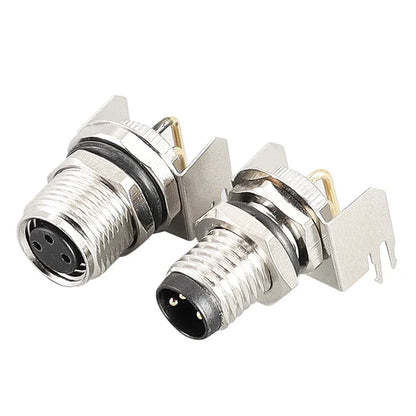 M8 Straight Curved Pin Aviation Plug Sensor PCB Bonding Plate Male Female Socket Waterproof Connector 3/4/5/6/8P
