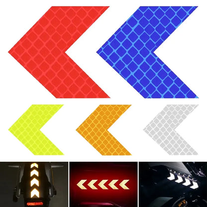 Car Reflective Arrow Sign Tape Stickers – Hazard Warning Safety Decals for Car Bumper & Trunk (10pcs/Set)
