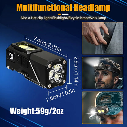 Sensor Headlamp with Hat Clip Type-C Rechargeable LED Headlight