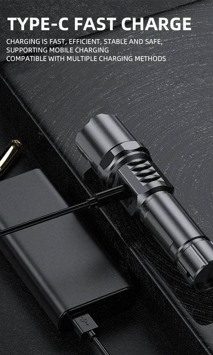 Super Bright LED Flashlight USB-C Rechargeable Tactical Torch