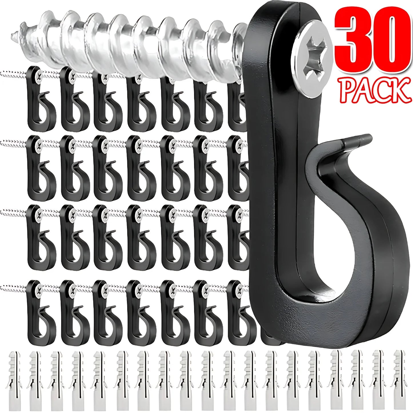30/1Pcs Q Hanger Hooks for String Lights Hanging Multi-Purpose Plant Cabinet Ceiling Hook with Screw Home Holder Outdoor Supply