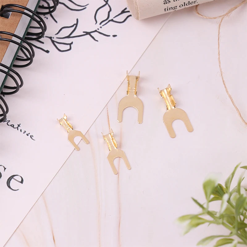 50pcs U-Shaped Brass Grounding Lug Fork Terminal Connector