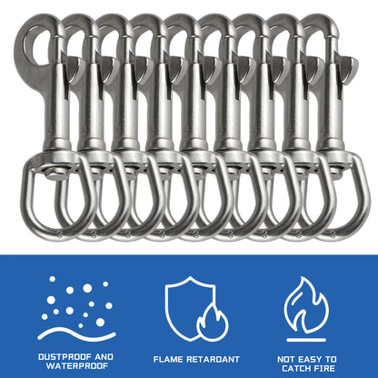 5/1pcs Stainless Steel Swivel Eye Bolt Spring Snap Hook Marine Diving D Ring Snap Hooks with Swivel for Scuba Diving Pet Leash