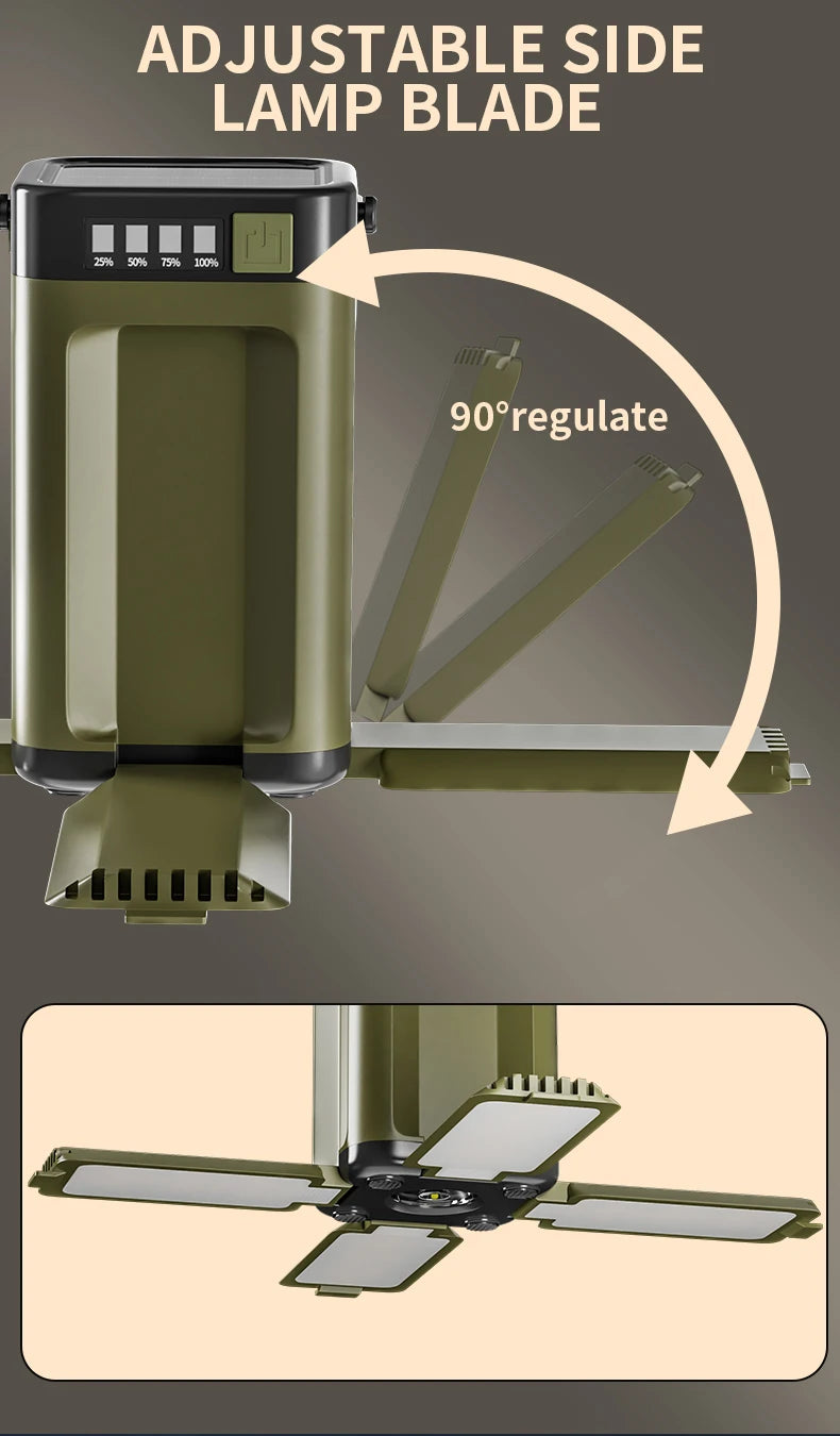 4-leaf Solar  LED Lantern Rechargeable Emergency Flashlight Portable Power Bank Foldable Tent Light for Outdoor Camping Fishing