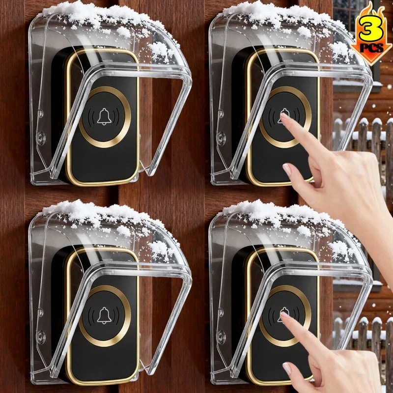 Wireless Doorbell Cover Outdoor Waterproof Call Cover Transparent Door Bell Button Protector Dustproof Ring Button Rain Cover