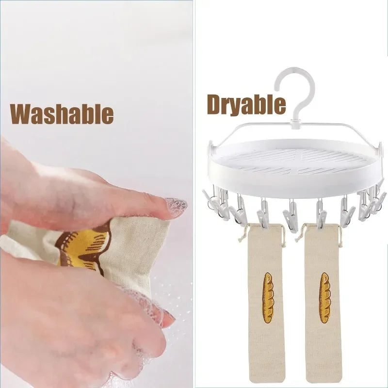 Linen Bread Bags Large Capacity Drawstring Loaf Storage Bags Washable Reusable 3/1Pcs for Pastries Baguette Organizer