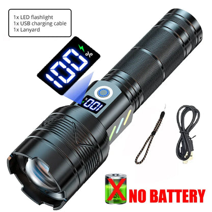Powerful Super Long Range White Laser Flashlight 80W LED Zoomable Tactical Torch Outdoor High Power Camping Hunting Lantern