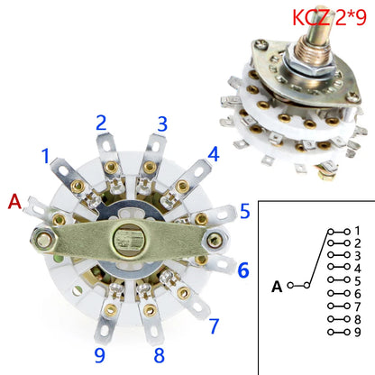 Channel Rotary Switch Selector 2/4 Pole 6-10 Position with Cap