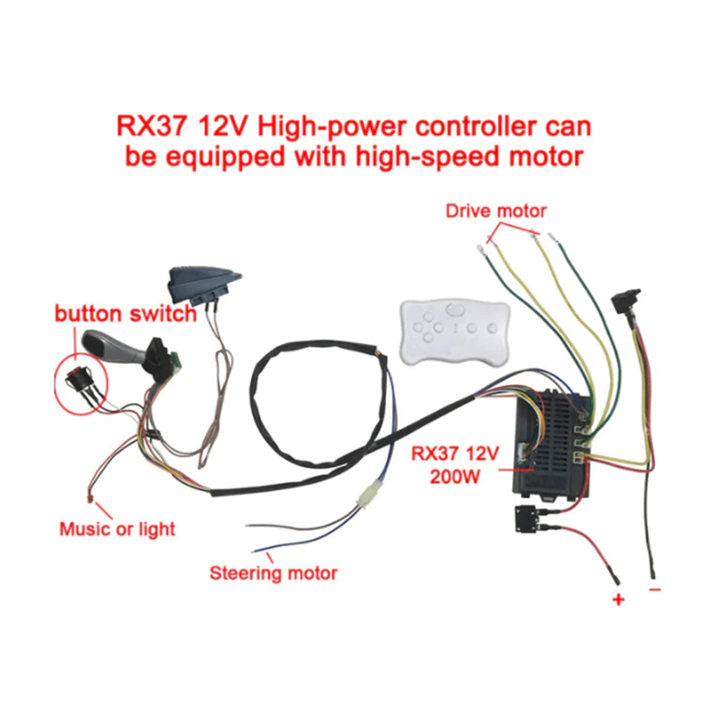 Electric Vehicle Wire Switch Kit Key button Switch JR 12V JR 6V Kids Ride On RX37 RX37 2 Weelye DIY Durability