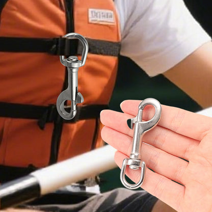 5/1pcs Stainless Steel Swivel Eye Bolt Spring Snap Hook Marine Diving D Ring Snap Hooks with Swivel for Scuba Diving Pet Leash