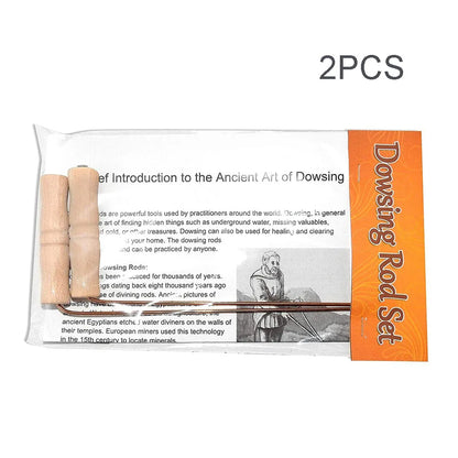 99.9% Pure Copper Divination Probes Rod with Wooden Handles, Round Copper Poles for Water Treasure
