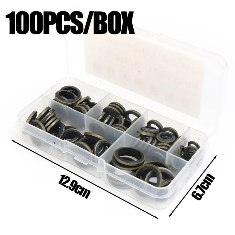 Car Oil Pan Drain Gasket Kit — Rubber Oil Drain Plug Washer Seal Set M6 M8 M10 M12 M14 M16
