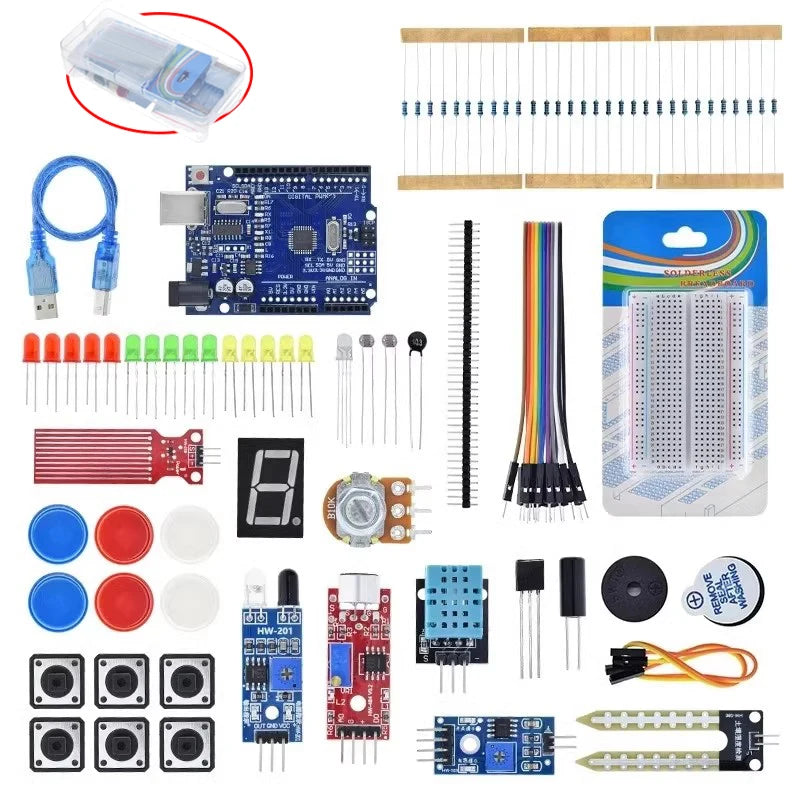 Arduino Uno R3 Basic Starter Kit with Breadboard and Retail Box for DIY Projects