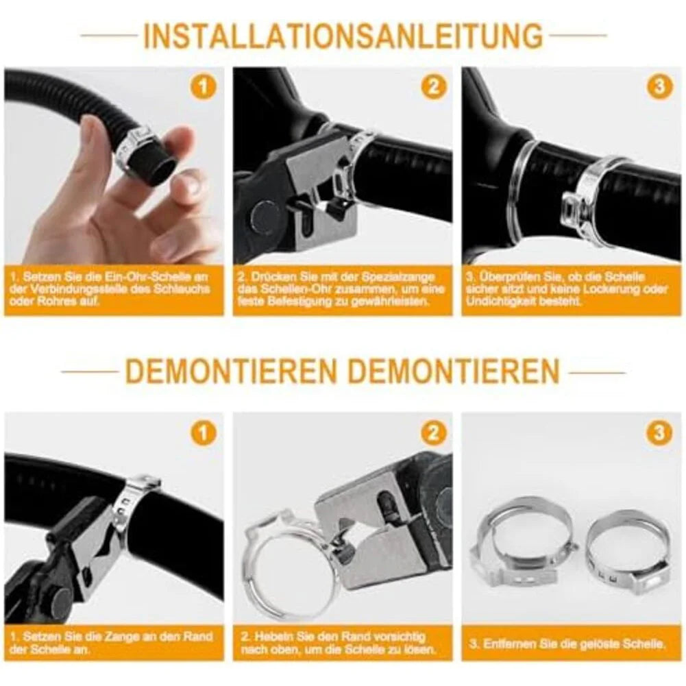 160 Pcs Single-Ear Hose Clamps Stainless Steel 304 For Hose Clamp Pliers Variety Pack 5.3-33.1 Mm Inner Diameter For Automotive