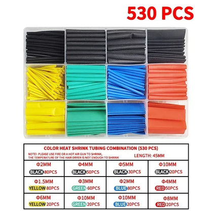 Heat Shrink Tubing Kit 530-800PCS 2:1 Shrinkable Wire Wrap Tubing Cover Protection