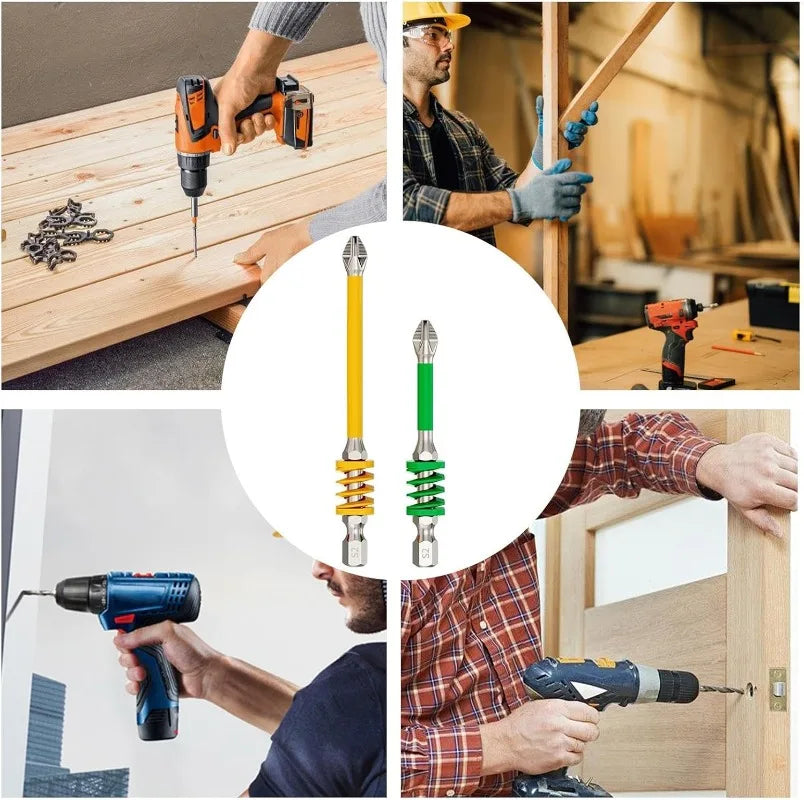 60/70/90mm High Hardness Spring Screwdriver Bits Magnetic PH2 Driver Screw Anti-slip Hex Shank Drill Head Electric Repair Tools