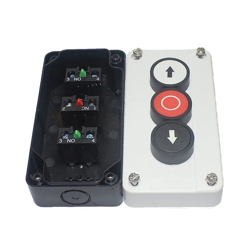 Emergency Stop Industrial Control Button Box with Arrow Symbol CNC Start Stop Self-Sealing Waterproof Button Switch