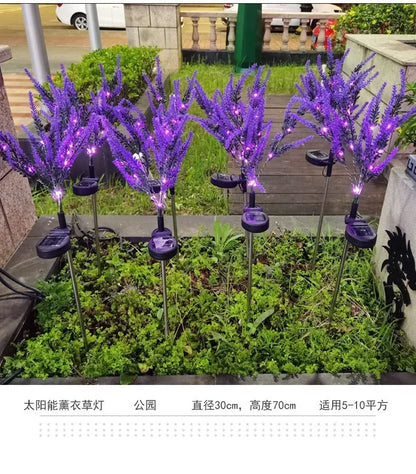 Purple Lavender Flower Solar Garden Lights Outdoor Decorative Lawn Lamp for Patio Yard Decor