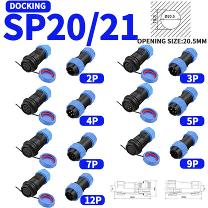 SP Series IP68 Waterproof Aviation Connector SP13 SP16 SP17 SP20 SP21 2-12Pin Panel Mount Plug and Socket