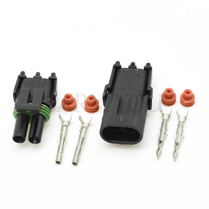 2 Pin 2.5mm Waterproof Motorcycle Electrical Connector Male Female Injector Socket Compatible with 12010973 12015792