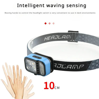 Multi-light Source Headlamp Red Light Portable LED Head Lamps Rechargeable Headlight Built-in Battery Display Waterproof Lamp