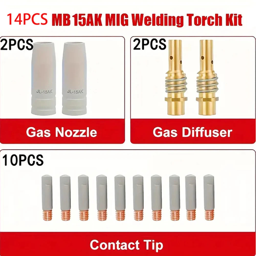 14pcs Welding Torch Nozzle Kit 15AK Coating  For Protection Nozzle Non Welding Airless Protection Machine