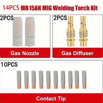 14pcs Welding Torch Nozzle Kit 15AK Coating  For Protection Nozzle Non Welding Airless Protection Machine