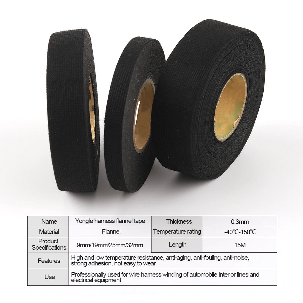 15M High Temperature Resistant Flame Retardant Velvet Electrical Tape for Car Engine Compartment Insulation Cloth