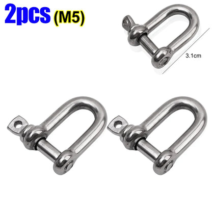 Stainless Steel D Link Shackle Ring Hooks Lifting Shackle Lock Wire Rope Clips D-Type Rigging Shackle Hooks Boat Hardware Tools
