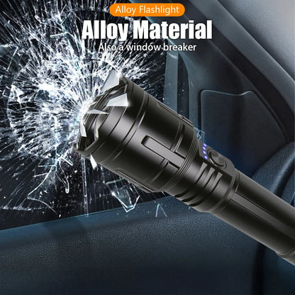 Super Bright Flashlight with Flame Ignition Type-C Rechargeable Outdoor Zoomable Aluminum Alloy Floodlight Camping Adventure
