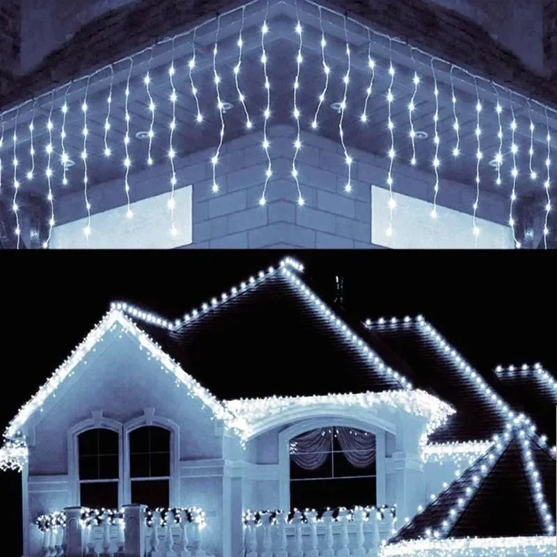 2026 Christmas Decorations Winter LED Icicle Curtain Light Festoon Garlands 0.3/0.4/0.5M Street Droop for New Year