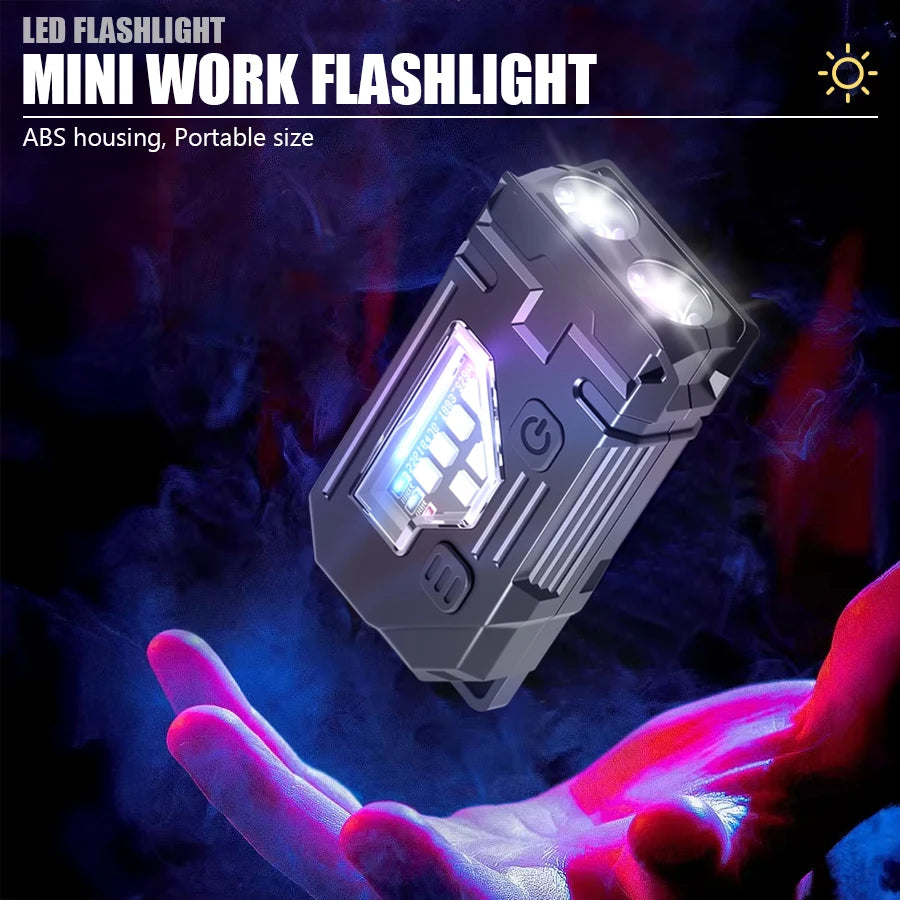Portable Keychain Flashlight Led Rechargeable EDC Torch with Magnetic Cap Clip Lamp Flash Light Outdoor Camping Fishing Tool