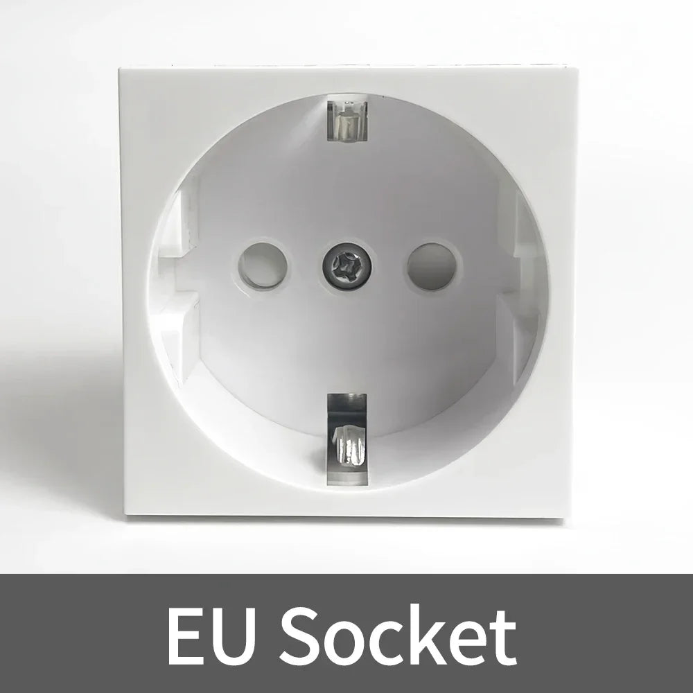 Fireproof 13A Wall Outlet 8mm Stainless Steel UK EU US FR Universal Power Socket Single Double Gang DIY