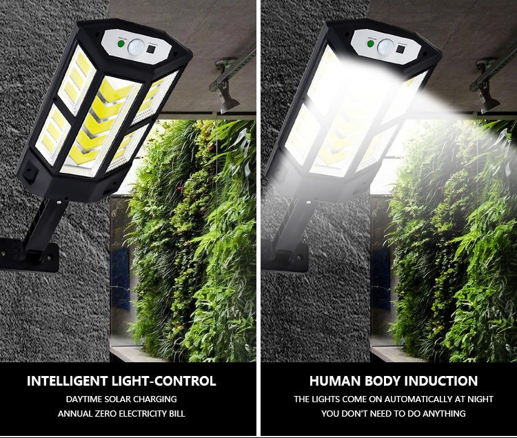 Powerful Solar LED Street Light – 3 Modes with Motion Sensor Super Bright COB Wall Lamp for Outdoor Garden & Yard Lighting