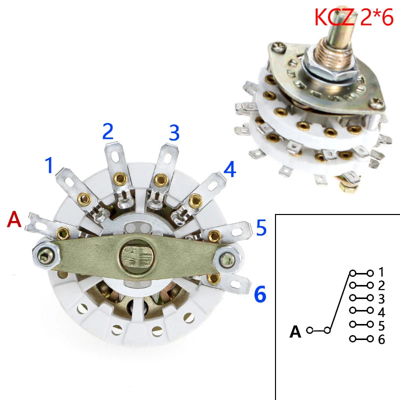 Channel Rotary Switch Selector 2/4 Pole 6-10 Position with Cap