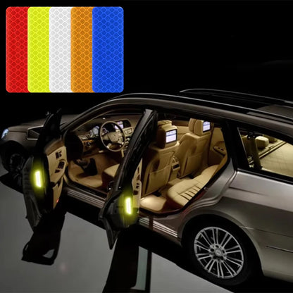 50/10pcs Car Bumper Reflective Stickers Reflective Warning Strip Tape Secure Reflector Stickers Decals Safety Warning 3*8CM