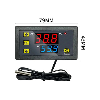 Digital LED Temperature Controller W3230 High-Precision Thermostat with Probe for Heating and Cooling, DC 12V¨C24V AC 110¨C220V