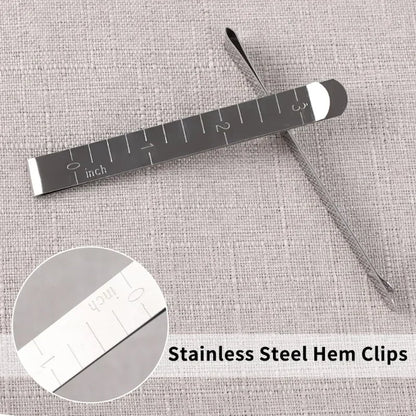 10/1PCS Hemming Clips Stainless Steel Sewing Clip Stainless Steel Ruler for DIY Sewing&Stitching Pinning Marking Quilting Ruler