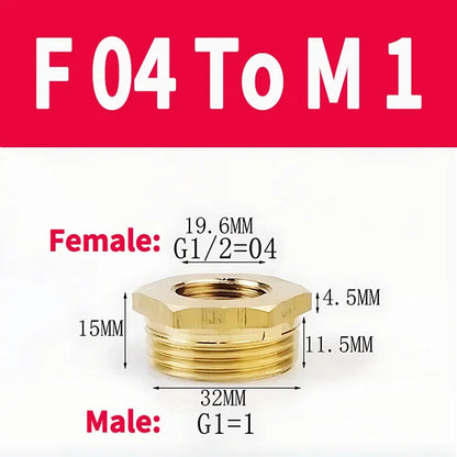 Brass BSP Reducing Hexagon Bushing Adapter Fitting Male to Female Connector for Fuel Water Gas Oil 1/8" 1/4" 3/8" 1/2" 3/4" 1"