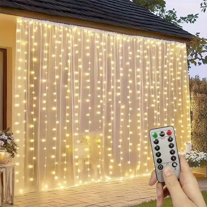 Xmas Holiday LED String Lights Remote Controlled 8 Modes Fairy Curtain USB Powered for Bedroom Living Room Decor 3x1M / 3x2M / 3x3M