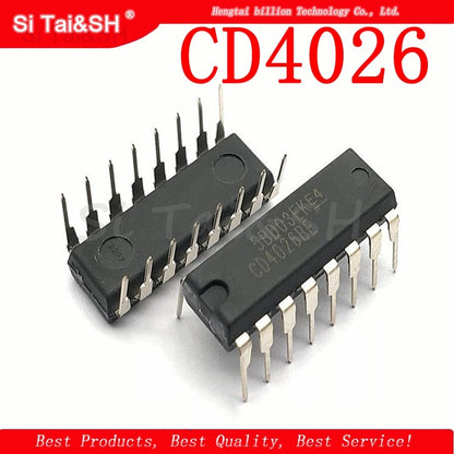 10pcs/lot CD4026 CD4026BE 4026 IC CMOS Counters Decade/Divider DIP-16