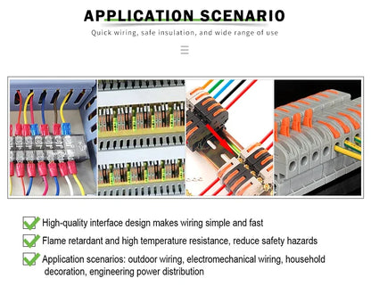10PCS Din Rail Terminal Block 211 Wire Electrical Conductor Universal Fast Cable Connector with Number Strip Set