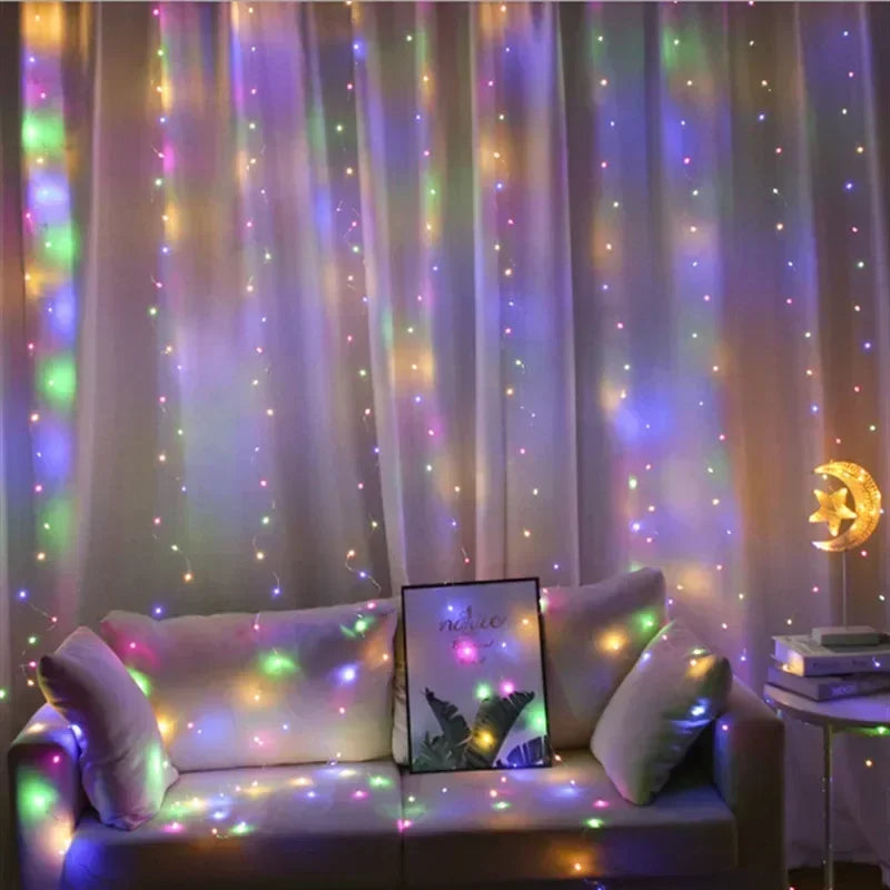 3x1M/3x2M/3x3M LED Fairy Lights Curtain Garland with Remote for Christmas New Year Wedding Party Decoration