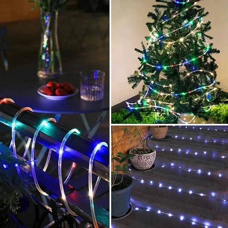 2026 Christmas Decoration Solar LED Outdoor Light String, Garden Terrace Wedding Party Tree Rope Fairy Tube
