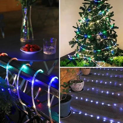 2026 Christmas Decoration Solar LED Outdoor Light String, Garden Terrace Wedding Party Tree Rope Fairy Tube
